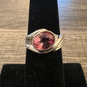 Pink topaz and Diamond ring